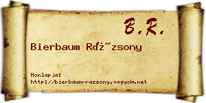 Bierbaum Rázsony névjegykártya
